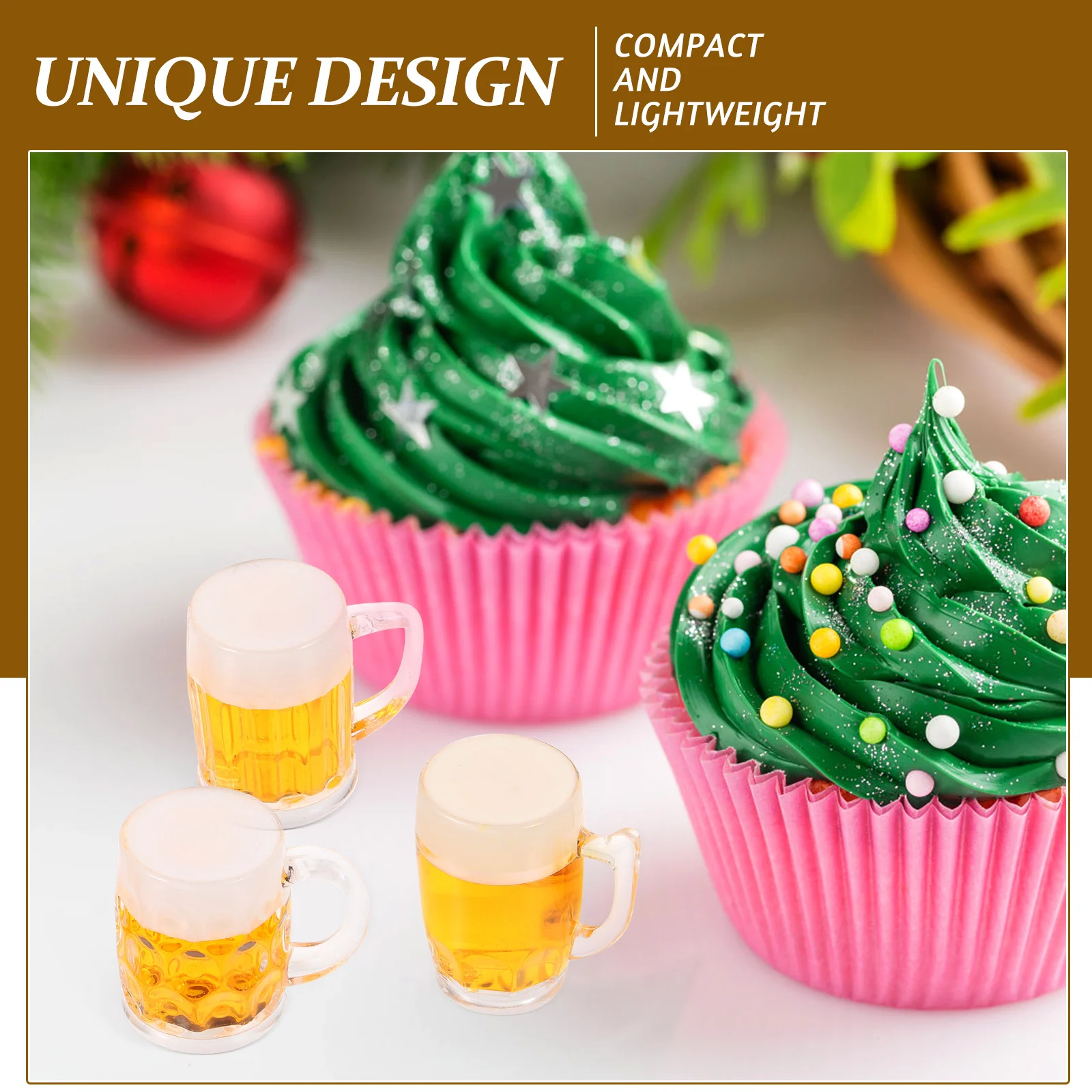 

3pcs Simulated Cup Mini Wine Glass Craft Beer Mug Decor Fake Beer Glass For Diy Jewelry Pendant Men'S Gift Party Decoration