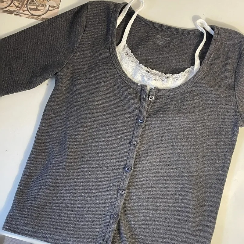 Cardigan sottile da donna o-collo manica lunga tutto-fiammifero lavorato a maglia capispalla delicato autunno inverno top vintage basic femminile