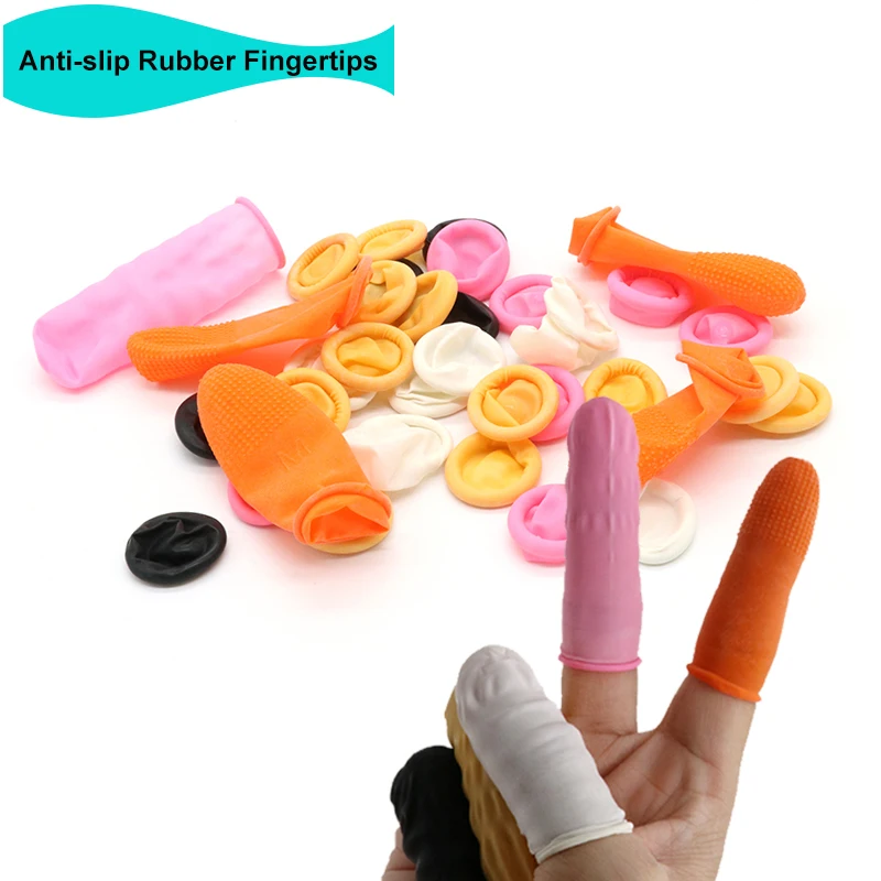 

50~200Pcs Disposable Natural Rubber Fingertip Non-slip Anti-static Latex Finger Cot Fingertip Cleaning Tools Protective Gloves