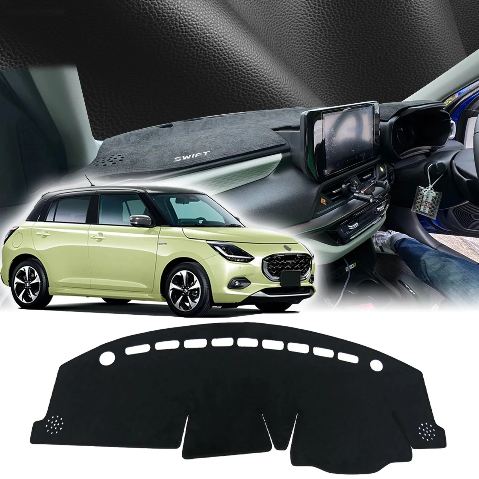 

Подходит для Suzuki Swift 2024 2025 2026, белый логотип, коврик для приборной панели, коврик для приборной панели, солнцезащитный ковер, защитный ковер, автомобильные аксессуары