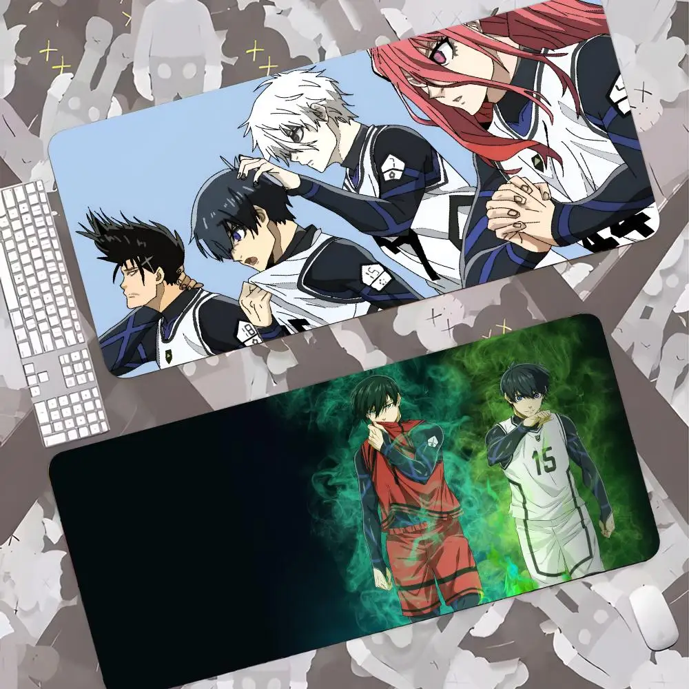 Blue Lock Mouse Pad Gamer Keyboard Mat Pads Gaming Desk Protector Laptops Large Mousepad Cartoon Deskmat