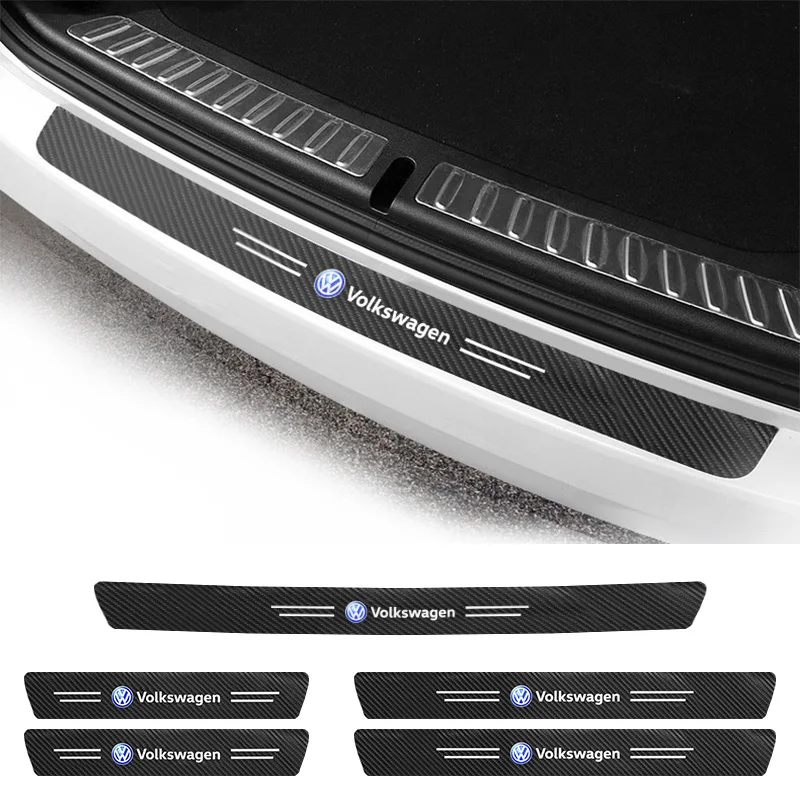 1/4/5Pcs Carbon Fiber Car Door Threshold Protective Sticker For VW Golf 6 7 8 Touareg Passat Polo Jetta B6 GTI 5 4 MK4 Touran T5
