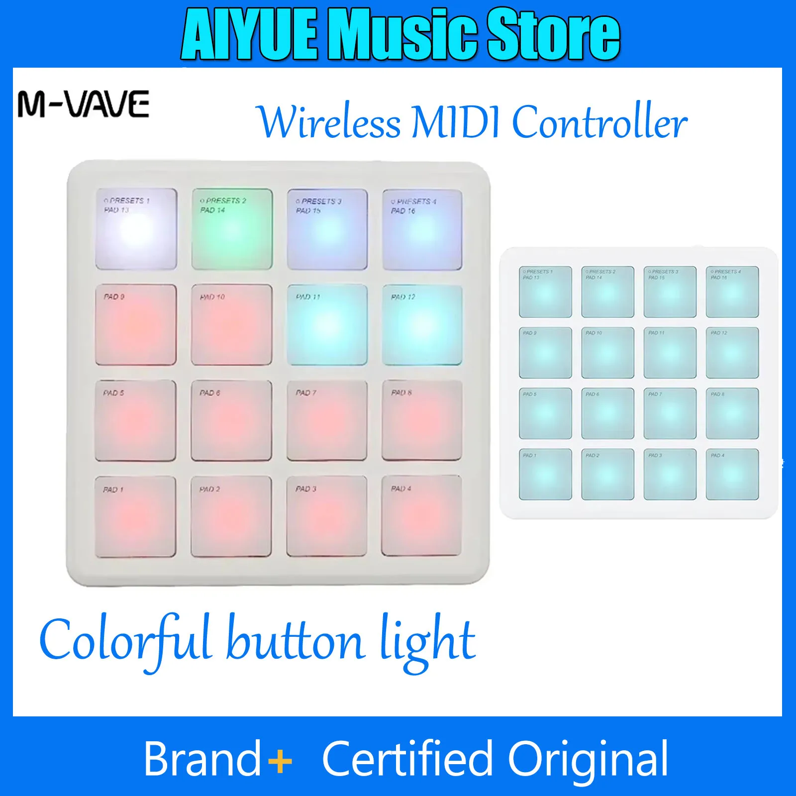 

M-VAVE SK-16 SMC-PAD Wireless MIDI Controller Portable Pocket Pad USB-C Interface Design For Percussion Instrument Parts