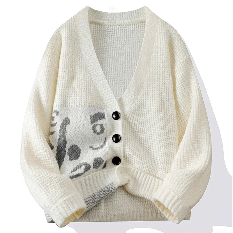 سويتر رجالي كلاسيكي سميك برقبة على شكل حرف V ، سترة كبيرة ، صدرية فضفاضة ، علامة تجارية عصرية ، خريف ، شتاء ،