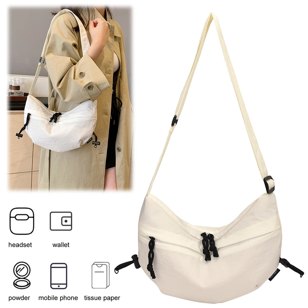 

Shoulder Bag for Women Men Adjustable Strap Crescent Bag Multi-Pockets Handbag Dumpling Bag for Travel Work