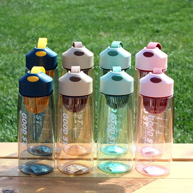 480/550ML Water Bottle Portable Travel Bottles Sport Fitness Drinking Cup Summer Cold Water With Time Scale For School Travel