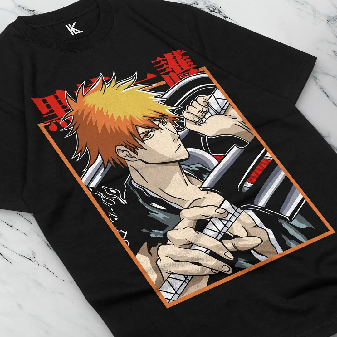 Bleach Ichigo Kurosaki T-shirt Manga Strip Horror Anime Gift Shirt Tee All Size