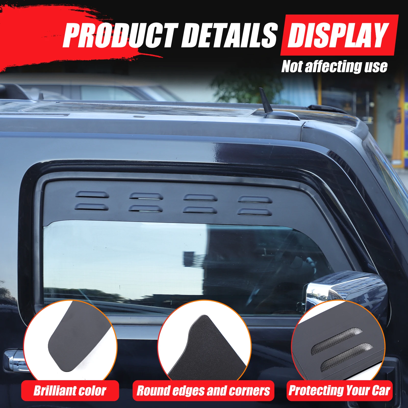 

For Hummer H3 2005-2009 Aluminum Alloy Car Window Air Ventilation Shutters Plate Cover Sticker Car Modified Accessories 2Pcs