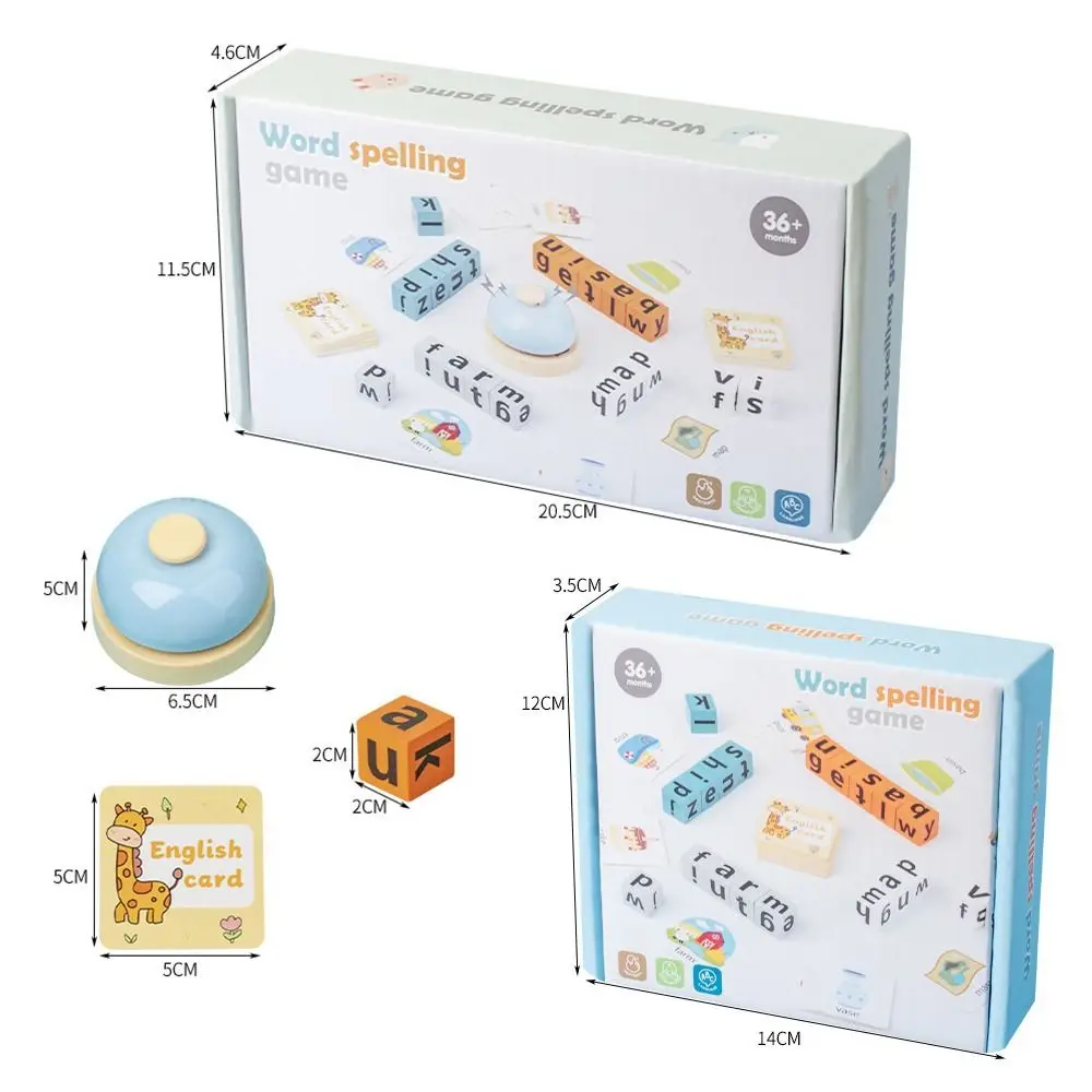 Wooden English Learning Building Blocks Letter Cognitive PK Memory Challenge Spell Word Toys Early Learning Educational Toys