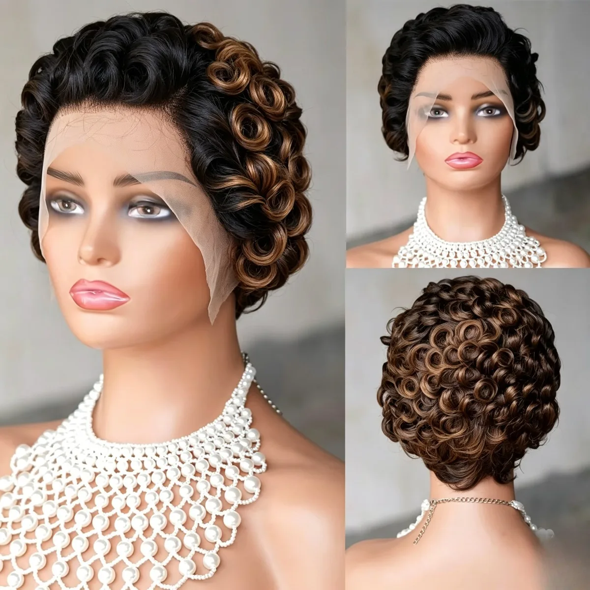 Y2K Short Curly Pixie Wig 99J Burgundy 13x4 HD Lace Front 100% Human Hair Trendy Campus Style for College Girls, Retro Wine Red
