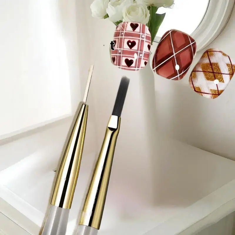 1/5/6Pcs Nail Art Brush Checker Nail Drawing Painting Line Brush Nail Art Tool Acrylic Painting Brushes DIY Design Manicure Tool