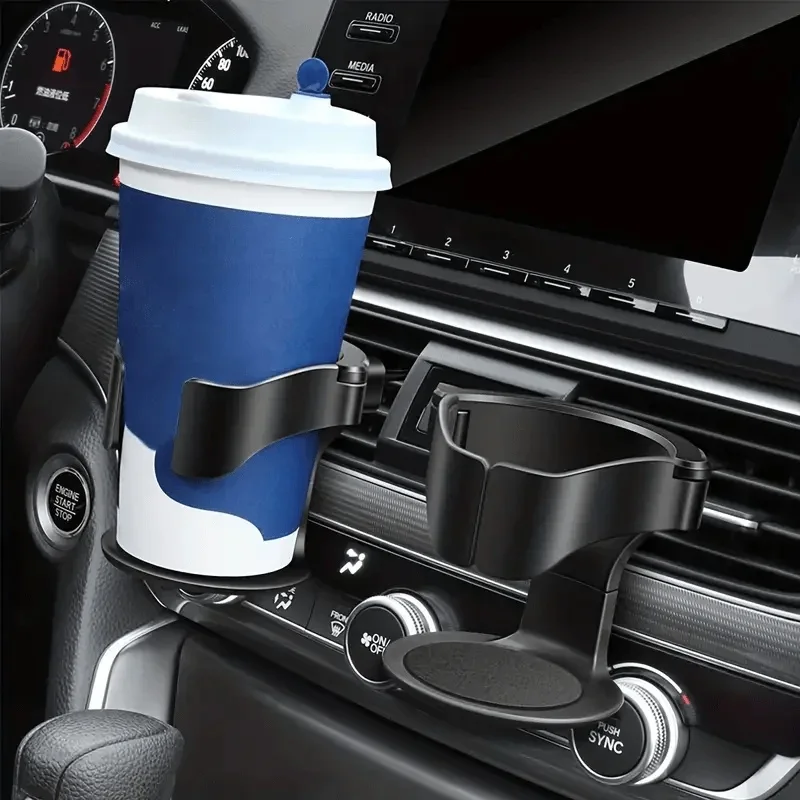 Versatile Car Vent Cup & Organizer Holder | Secure Cradle with Shock-Absorbing EVA Pad, Expands to Fit Large Mugs & Slim Cans, E
