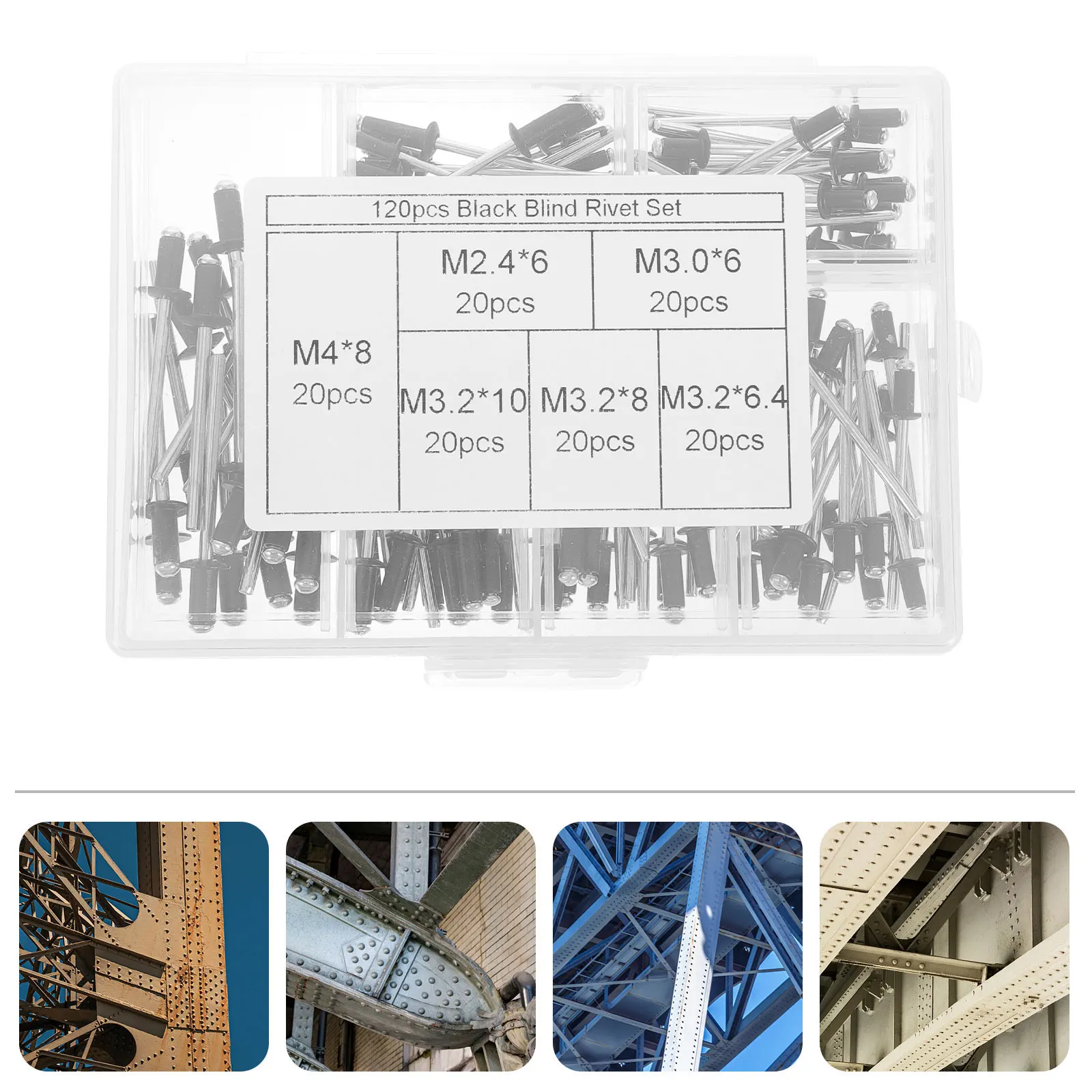 

Aluminum Blind Rivets Assortment Long Grip Flange Pop Rivets Bracket Disc Screws Steel M Storage Box Tool Parts