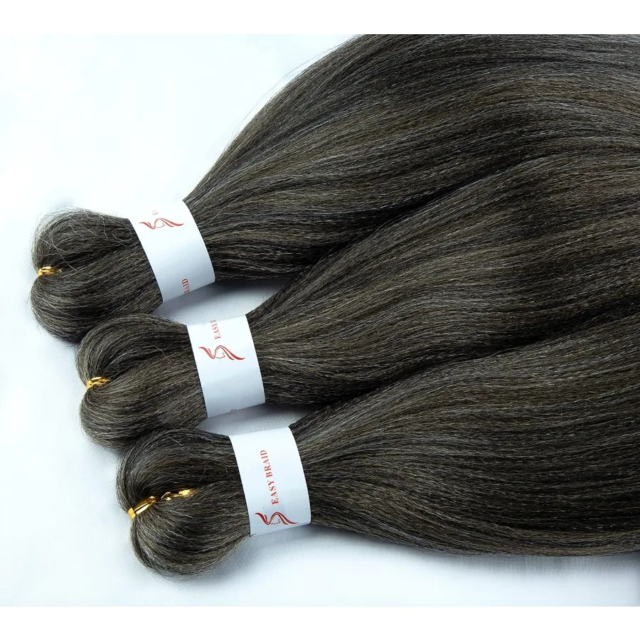 تجديل الشعر الممتد مسبقًا 32 بوصة 8 عبوات من الألياف الاصطناعية الخالية من الحكة مع نسيج ياكي للمظهر الطبيعي