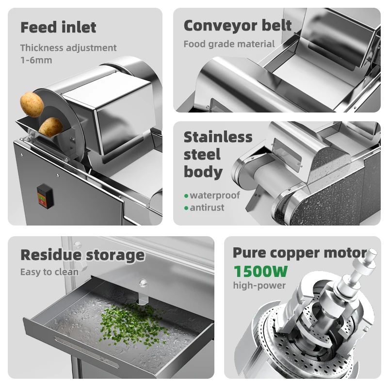 Commercial Electric  Vegetable Potato Vegetable Cutter Multi-function Automatic Vegetable Fruit Cutting Machine