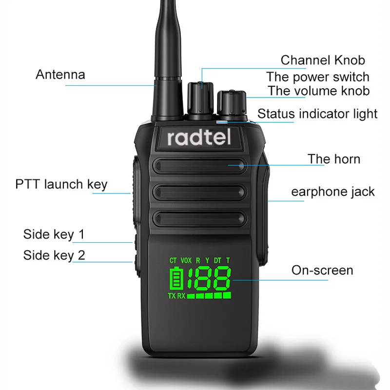 Imagem -05 - Radtel-dois Sentidos Rádio Frequência Walkie Talkie Usb-c Ip67 Impermeável Cópia Rápida Uhf 400470mhz 199ch Rt-493 10w