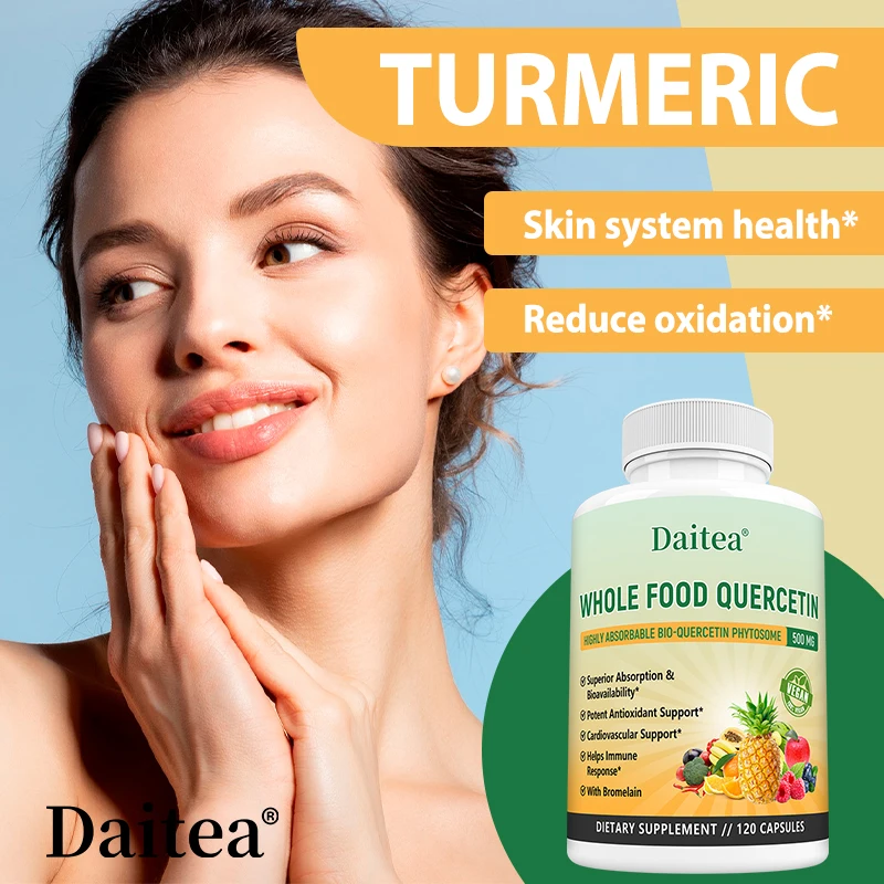 

Quercetin with Bromelain 500mg Supplement - Bioactive Phytosome Complex, Pure Organic Whole Food Seasonal Support, Antioxidant