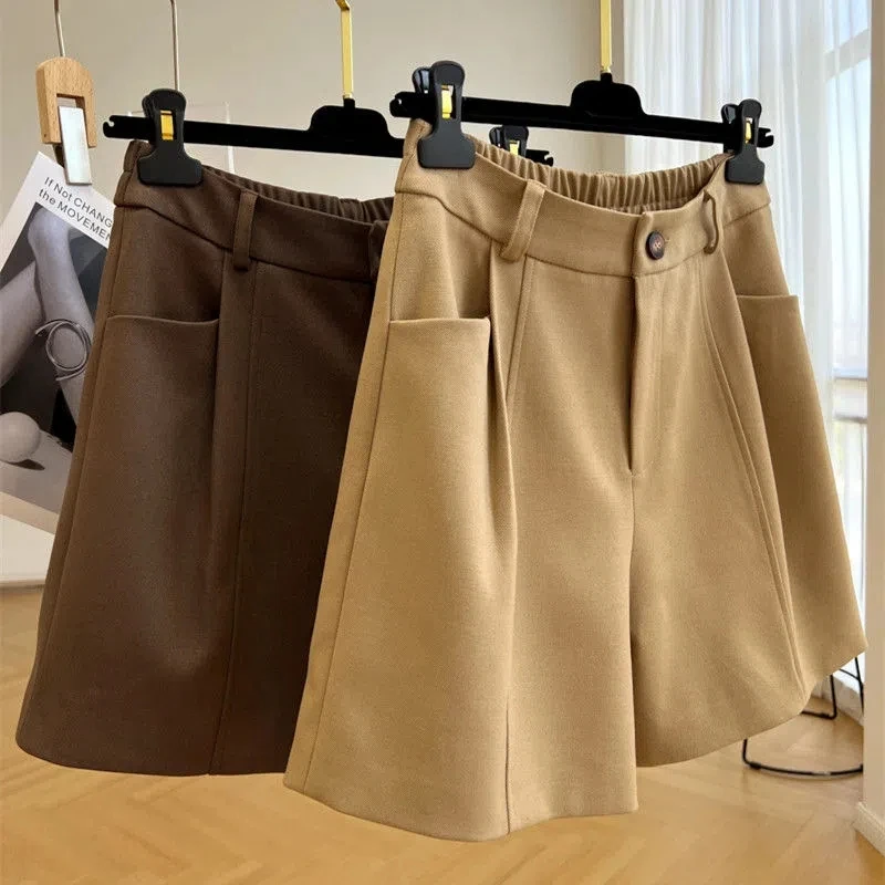 

plus Size High Waist Wide Leg Short Pants Women's Summer Versatile Slimming Elastic Pants Comfortable Casual High Waist Shorts