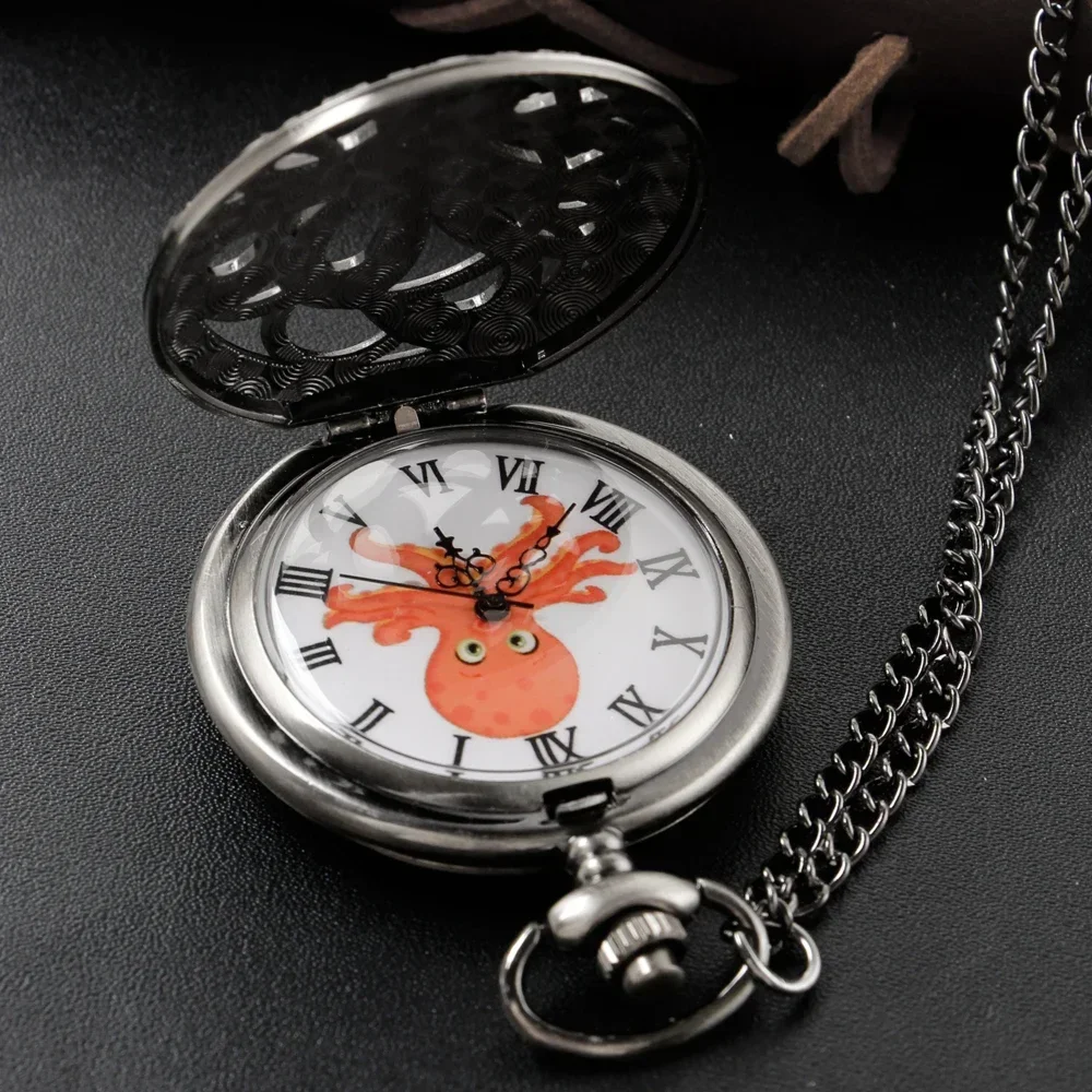 นาฬิกาพกควอตซ์ดิจิตอลสไตล์สตีมพังก์สีดำรูปปลาหมึกยักษ์ พร้อมสร้อยคอแบบจี้ สำหรับผู้หญิงและผู้ชาย เหมาะเป็นของขวัญ