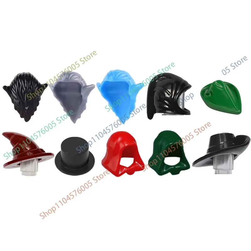 MOC Braune Haare Bausteine Stadt Figuren Körper Kreative Zubehör Blond Gold Weiß Teile DIY Hüte Mini Ziegel Montieren Spielzeug S04
