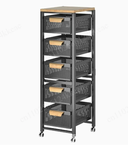Household Movable Narrow Kitchen Organizer Cart With Wheel Multi-layer Vegetable Auxiliary Cartss Drawer Type Kitchen Trolleys