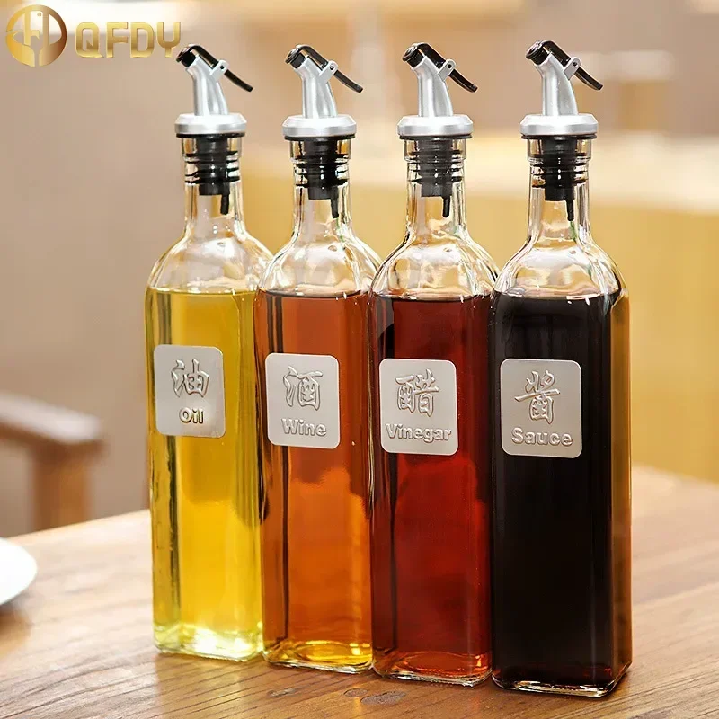 

Square glass oil bottle, automatic opening and closing press type glass oil pot, soy sauce, vinegar seasoning, olive oil bottle