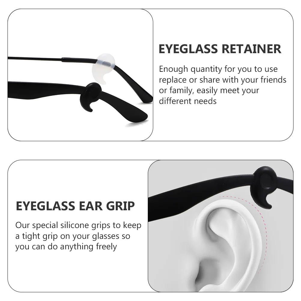 20 Pairs Retainer Non-slip Cuffs Eyeglass Anti Grip Silica Gel Circular Glasses Anti-slip Holder