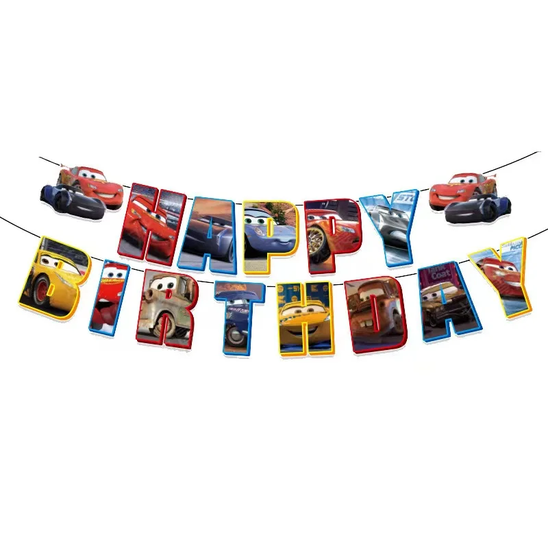 New Lightning Mcqueen Party Decorations Disney Cars Foil Balloons Disposable Party Tableware Tablecloths Plates Cups Baby Shower