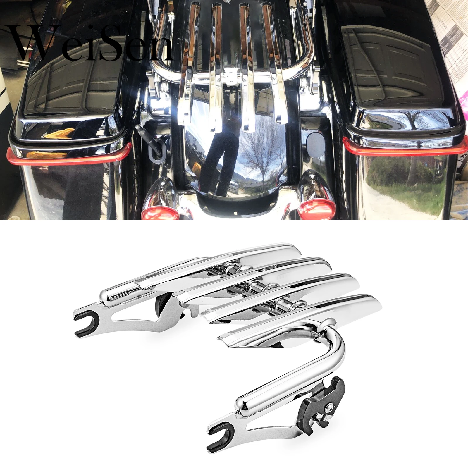 

WEISEN хромированный монтажный багажник Stealth, съемный для Harley 2009-2024 Davidson Touring Road King Electra Road Street Glide