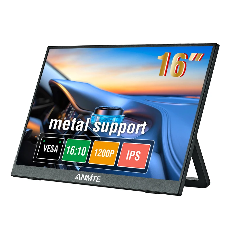 Anmite 14/16-Inch Draagbare Touch Monitor 1200P HDR 16:10 Laag Blauw Licht Voor XBox PS4/5 Schakelaar Mobiele Telefoon PC Loptop Uitbreiding