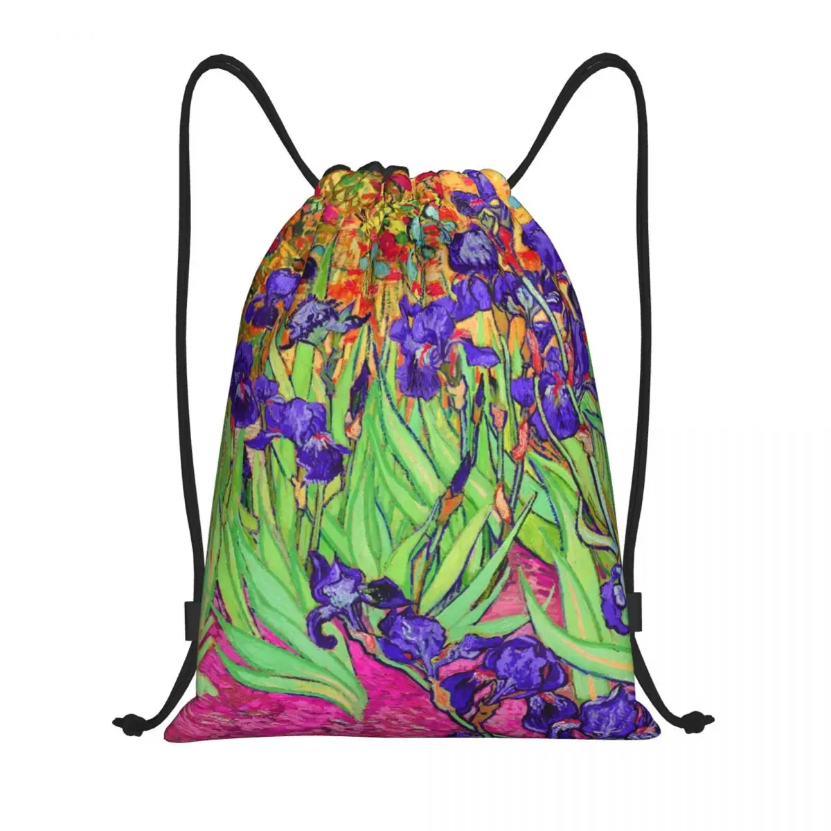 Custom Vincent Van Gogh Purple Irises Drawstring Bag Men Women Lightweight Art Painting Flowers Sports Gym Storage Backpack