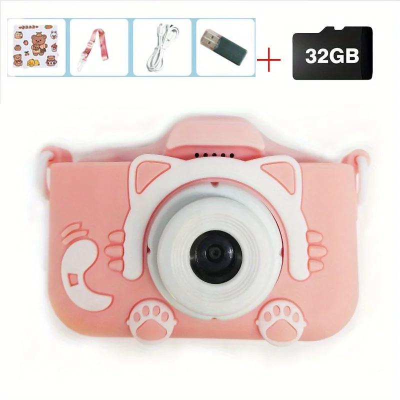 Minicamera Kindercameraspeelgoed voor jongens/meisjes, digitale kindercamera voor peuters met video, met 32GB SD-kaart, beste verjaardagscadeaus