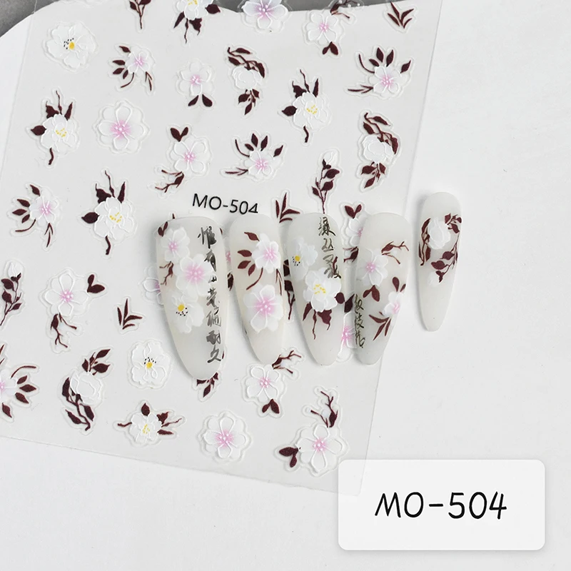 บรรเทา 3D มือวาดดอกไม้ขนาดเล็ก Retro ฤดูใบไม้ผลิดอกไม้เล็บสติกเกอร์ Charm Slider เล็บสติ๊กเกอร์ตกแต่งเคล็ดลับ