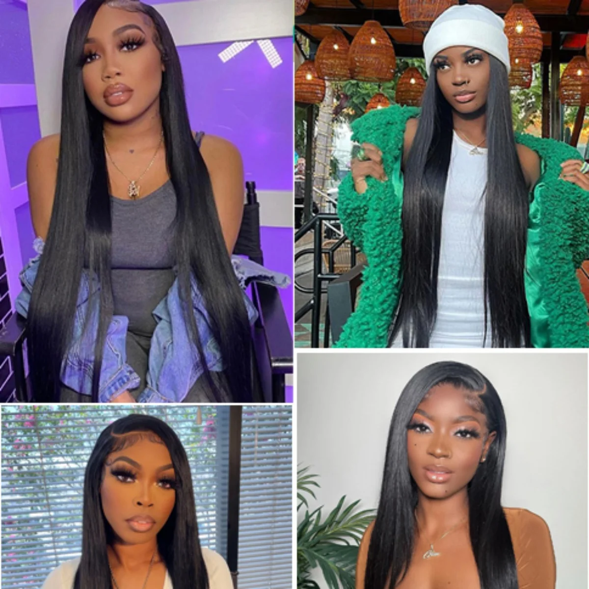 Парик прямой женский прозрачный, 40 дюймов, 13 х4 дюймов, 200% плотности