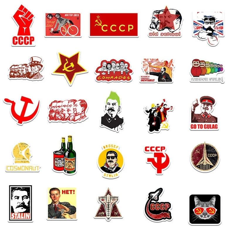 50 قطعة روسيا ستالين الاتحاد السوفياتي CCCP ملصقات لينين ستالين ملصقات صناعة يدوية سكرابوكينغ الهاتف الأمتعة سكيت الشارات مقاوم للماء #6