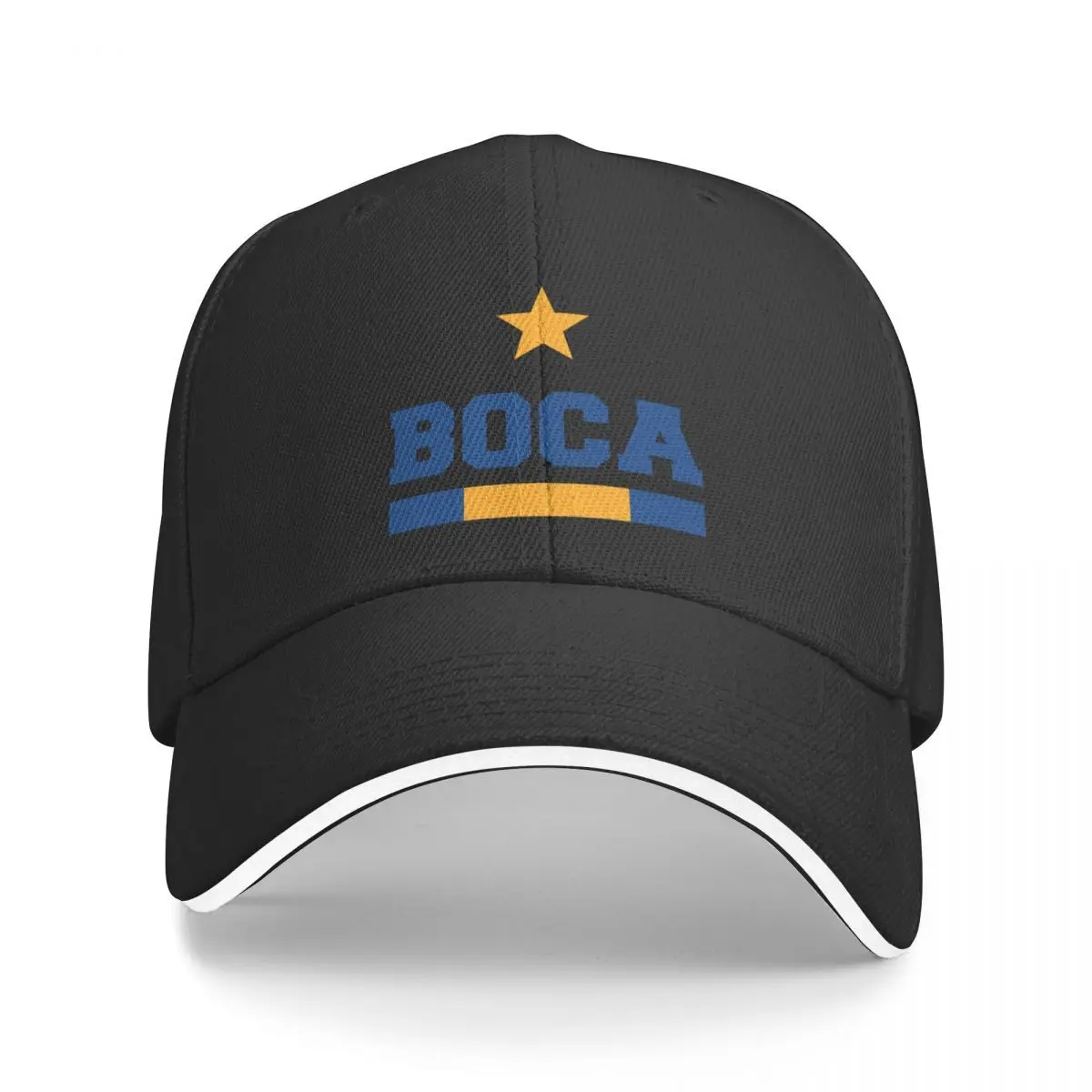 Boca Juniors Fans Baseball Cap - Black with Golden & Blue Logo, Lightweight Polyester, Adjustable Fit for Men & Women