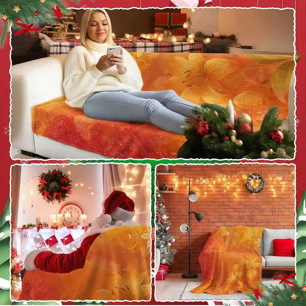 Golden Lily Glow Winter Summer Flannel Blanket Throw Fleece Soft Fuzzy Plush Cozy Fleece Blankets for Sofa Ideal Gifts
