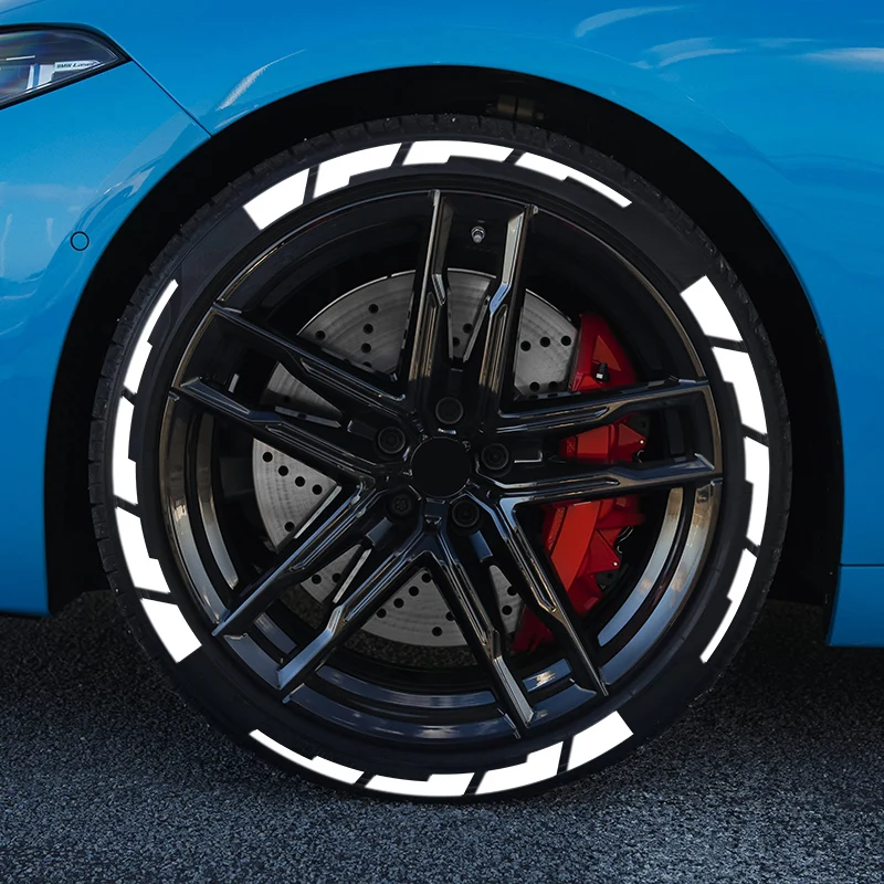 

8Pcs Stripes Car Tire Sticker Universal 3D PVC Permanent Motorcycle Wheel Tyre Stickers Rim Decor Decals Waterproof Racing Style