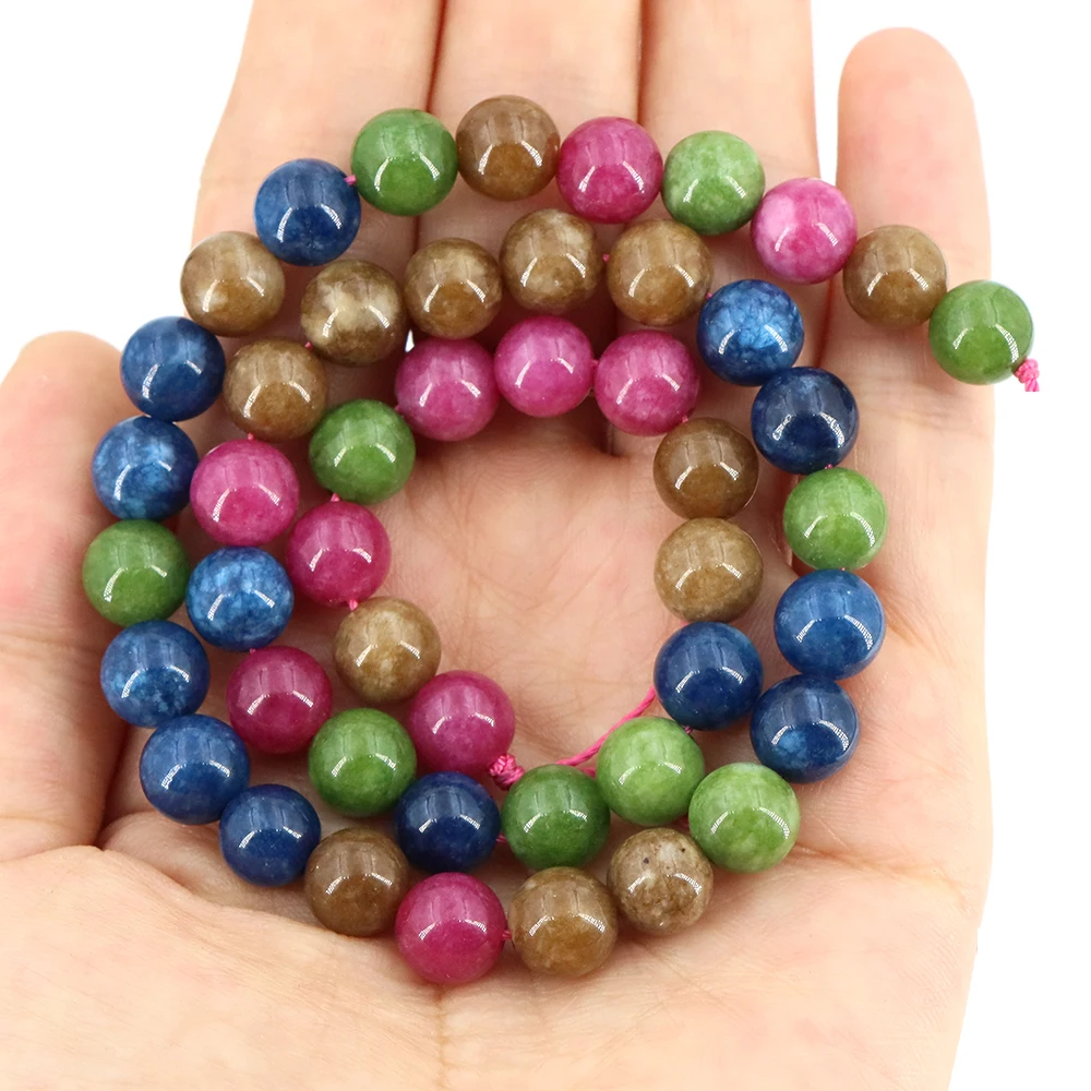 Optimize Colorful Tourmaline Jade Round Loose Space Beads for Jewelry Making DIY Charms Bracelet Necklace Crafts Accessories