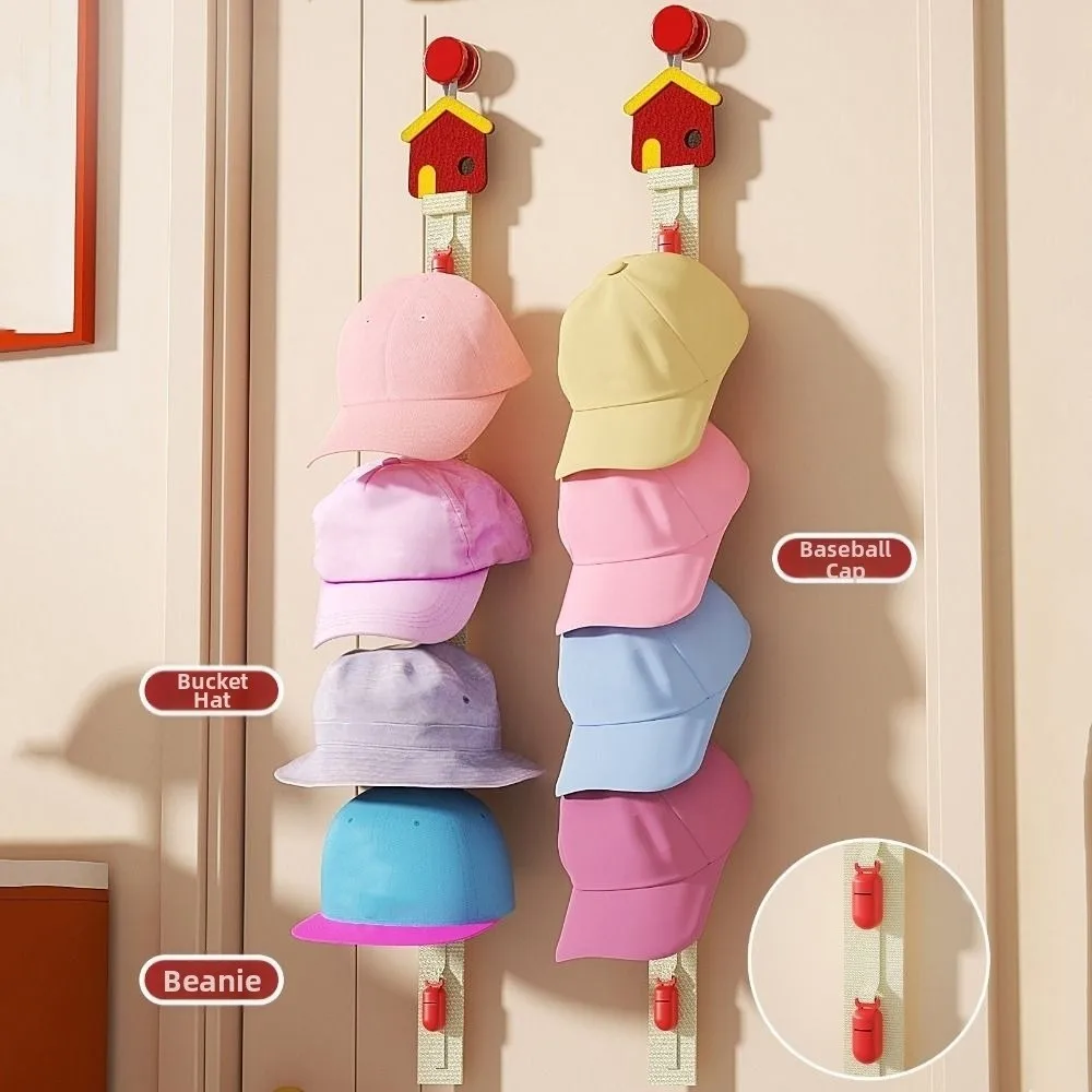 

Creative Hat Storage Clips Holder Space Saving Anti-slip Cap Storage Hooks Stable with 8 Clips Over-The-Door Hat Organizer