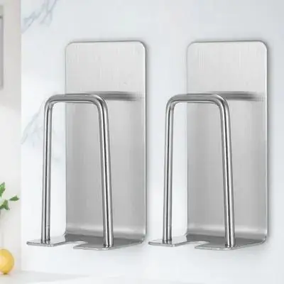 

Набор из 2-х настенных держателей для зубных щеток из нержавеющей стали без сверления, органайзер для ванной комнаты, подставка для зубных щеток, нержавеющий, с держателем для стаканов