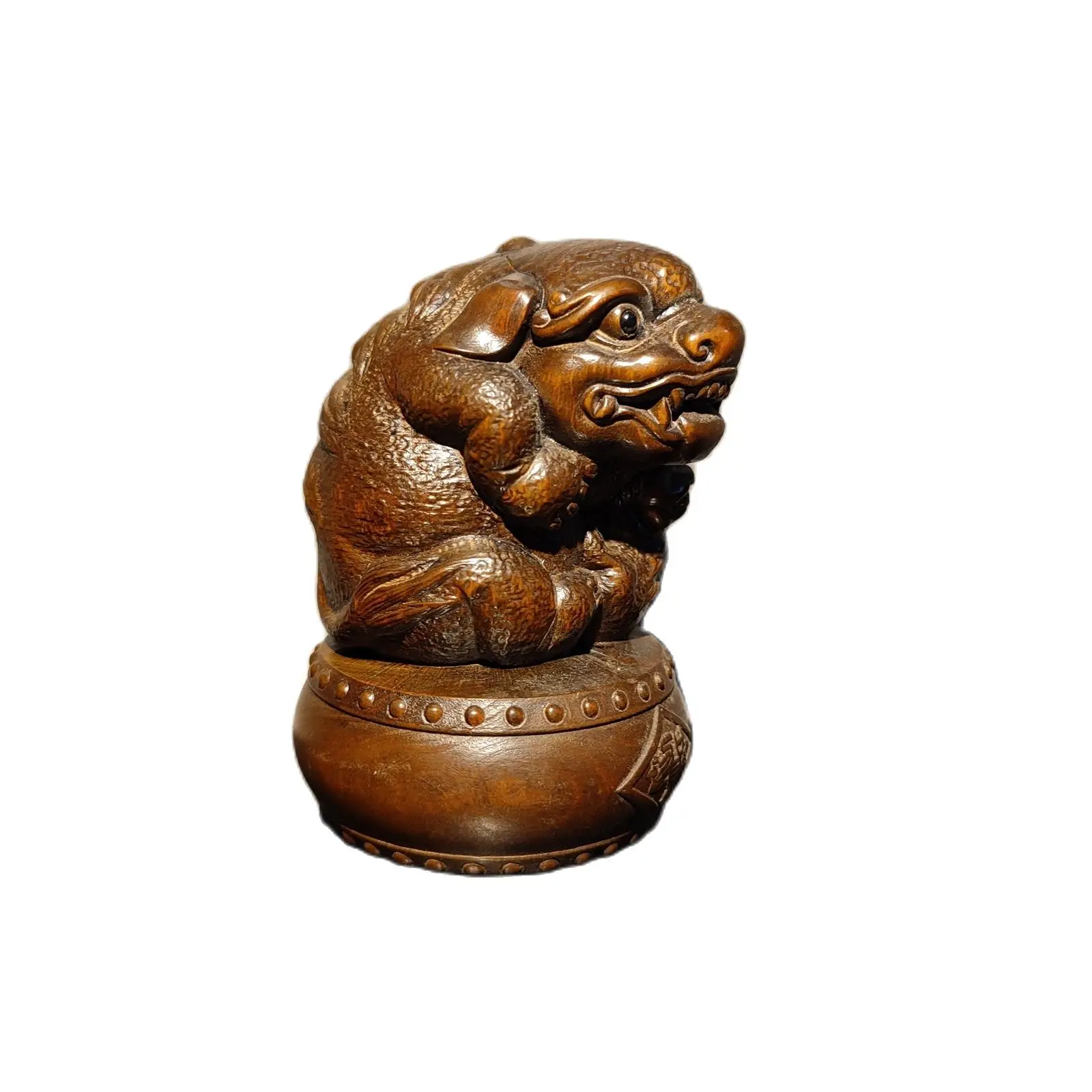 vintage Chinese Carved sculpture Statue wood Christmas Wooden gift Animal small room Study souvenir hobby collect