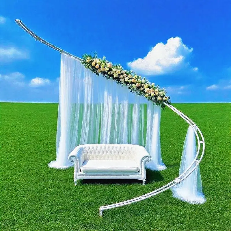 

Fashion Outdoor Flower Spiral Arch For Garden Party Booth photography Curve Metal Backdrop Frame Wedding Stage Background Prop
