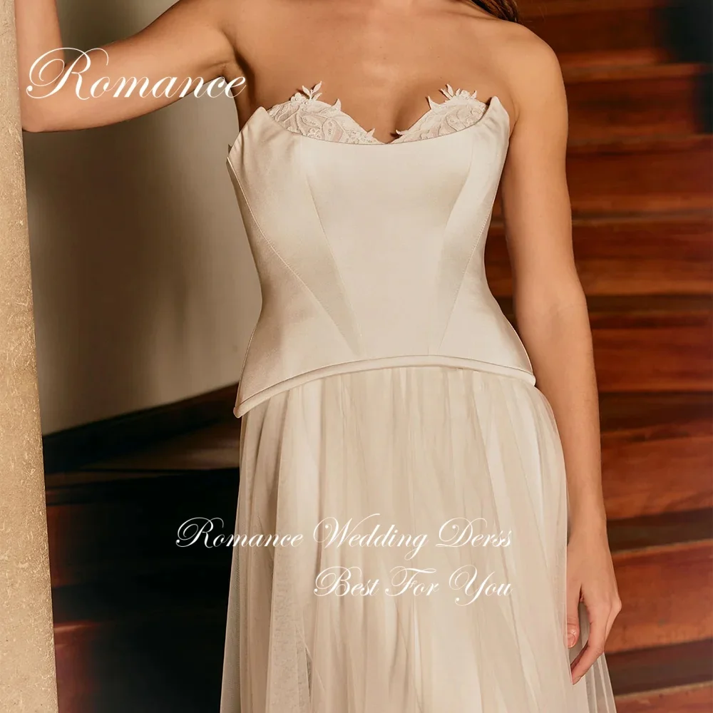 فساتين زفاف كلاسيكية مزينة على شكل قلب على شكل حرف a للنساء سويب تراين دانتيل بدون أكمام مفتوحة الظهر فيستدوس دي نوفيا مخصصة #4