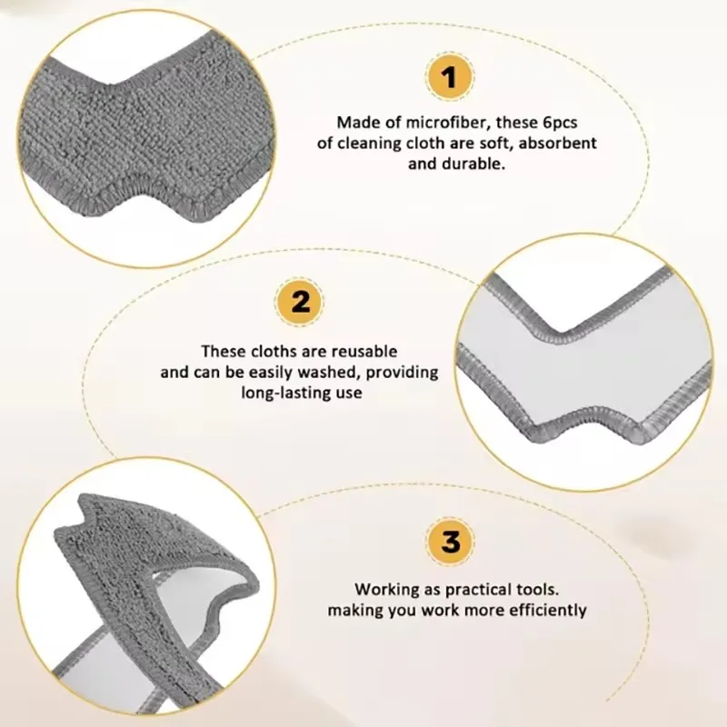 21x21cm Cleaning Mops For ABIR WD8 Window Cleaner Robot,Reusable Washable Clothes Rags for Washing Windows Glass Thick Mopping