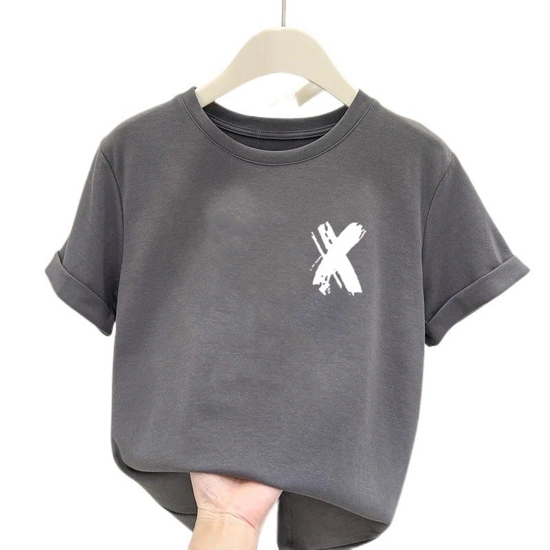 تي شيرت نسائي جديد من القطن الخالص بأكمام قصيرة لعام 2023 بعرض الكتف ومقاس منتظم للصيف عصري متعدد الاستخدامات برقبة مستديرة #3