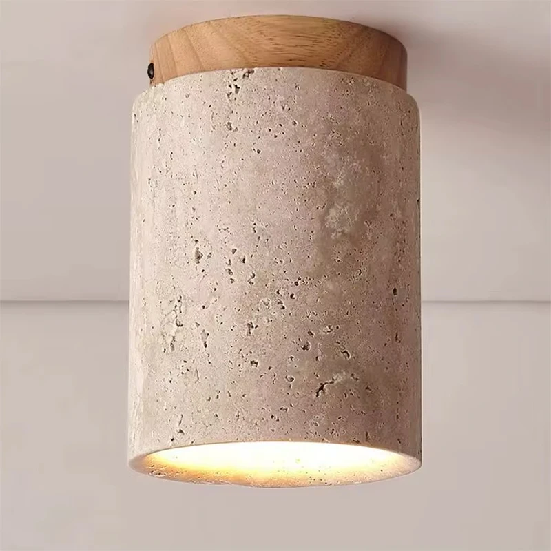 

Ваби-Саби светодиодный потолочный светильник поверхностного монтажа точечный светильник из камня и дерева круглый 110 В 220 В для гостиной, коридора, крыльца, балкона