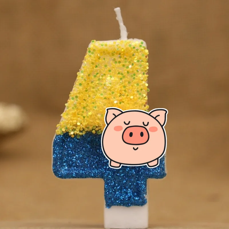 Cute Animals Digital Candle Number 0-9 Kids Happy Birthday Cake Decoration Supplies Cartoon Party Accessories Supplies