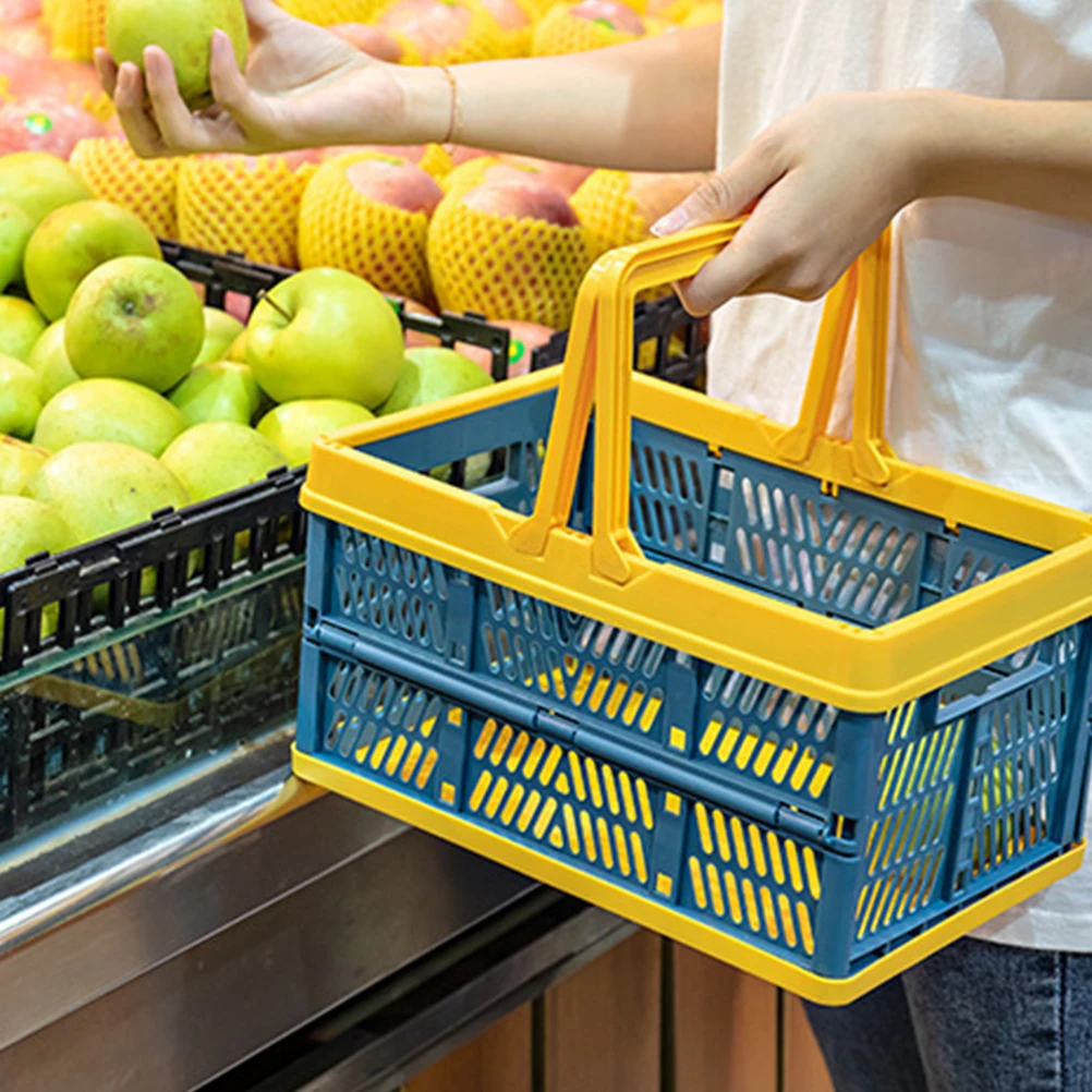

Folding Basket Plastic Baskets Storage White Collapsible Foldable Vegetable Shopping Picnic Outdoor Indoor Easy Storage