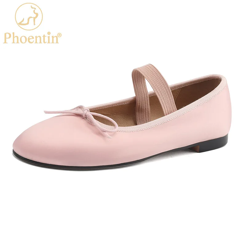 Phoentin Red Classic Ballet flats 2023 women satin Mary Janes shoes  low heel elegant soft dance bow pumps plus size 48 FT2556